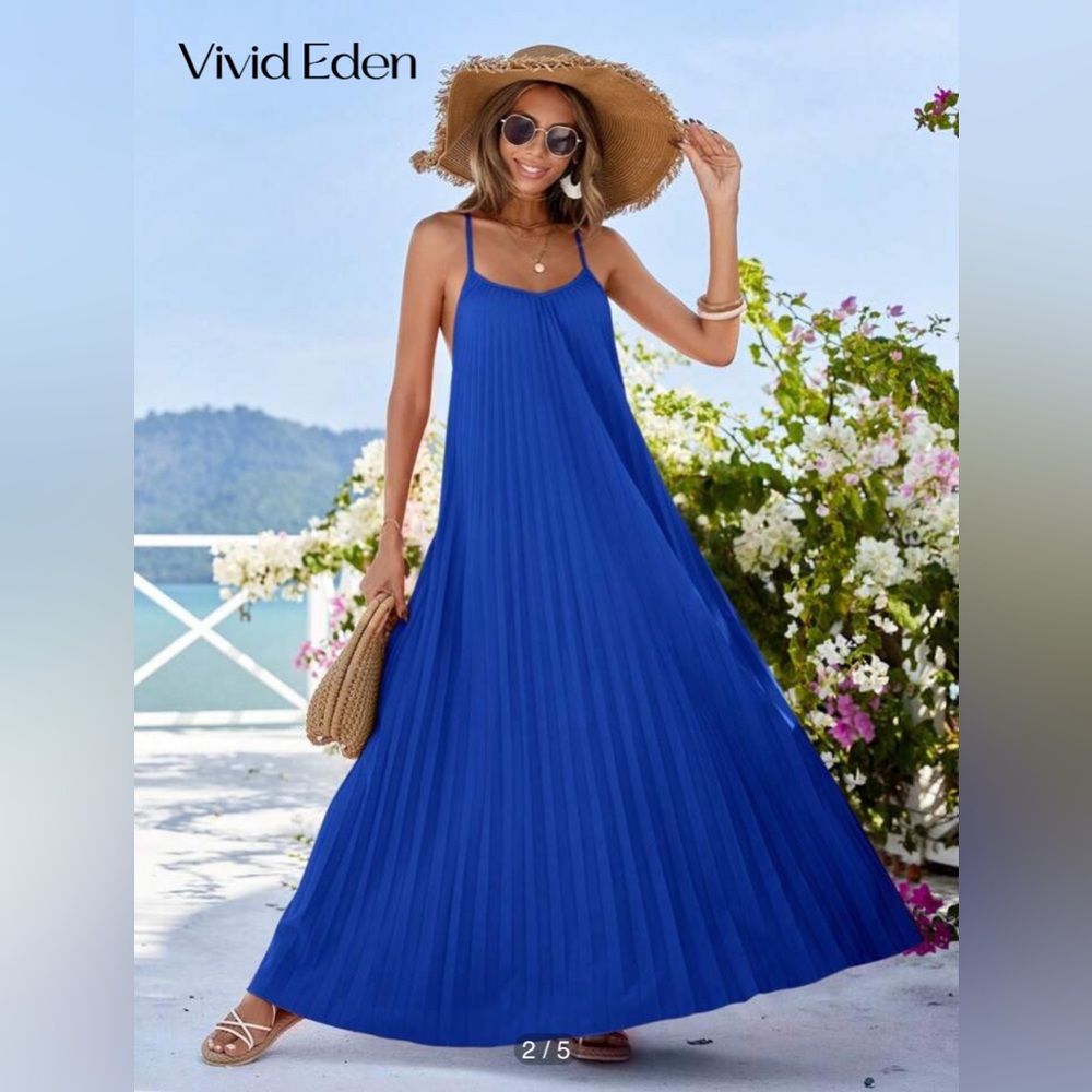 SHEIN Vibrant Blue Maxi Dress